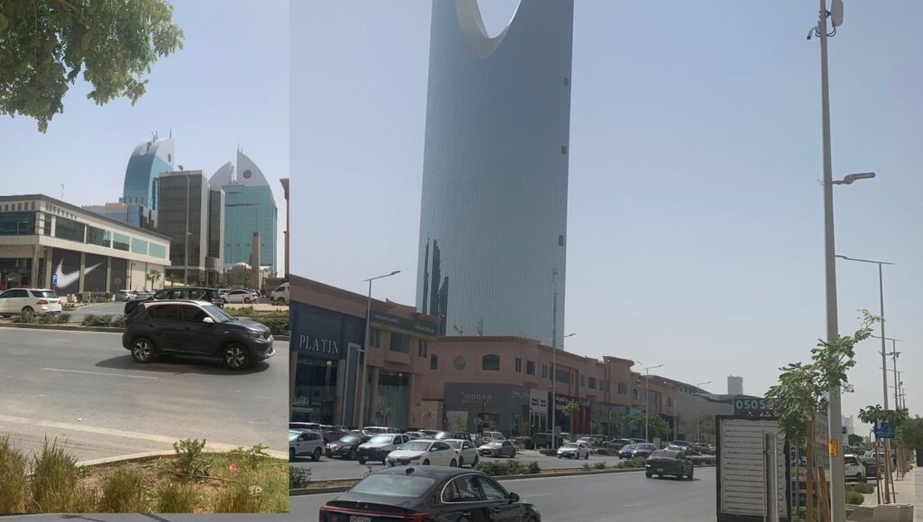 View of the Kingdom Tower in Riyadh, a landmark symbolizing modern Saudi Arabia tourism